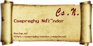 Csepreghy Nándor névjegykártya